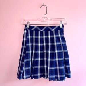 H&M Blue and Black Plaid Skater Skirt
